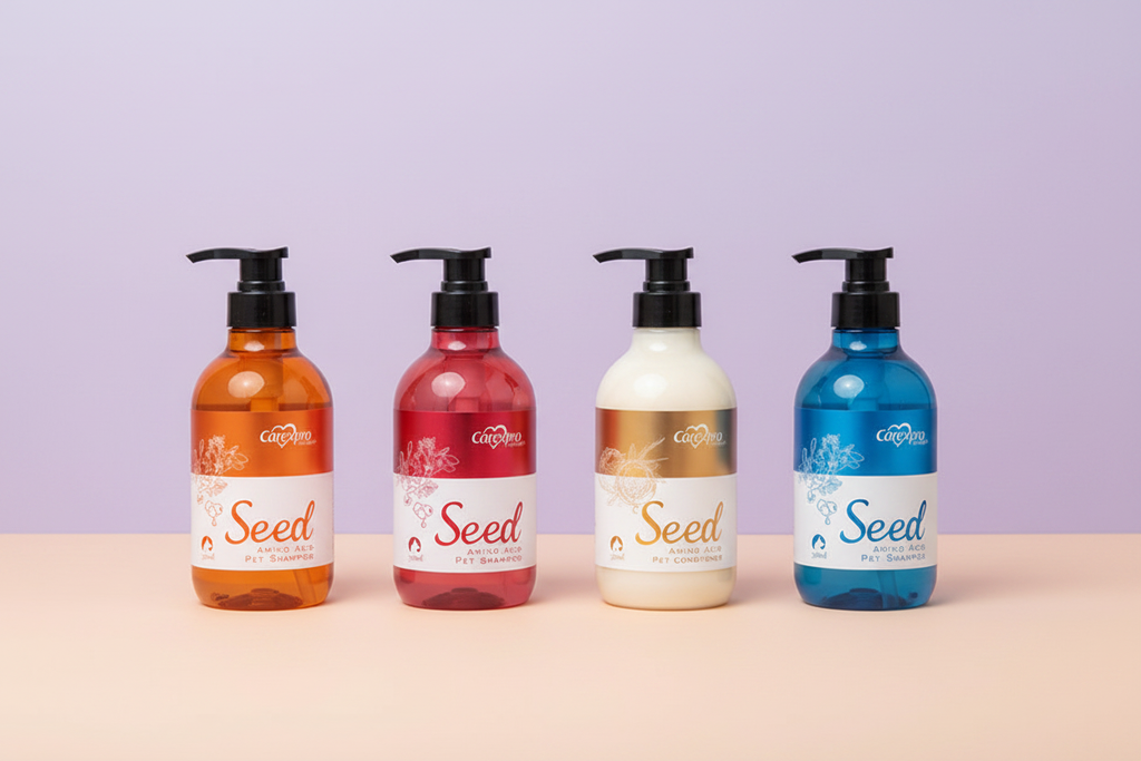 All 4 shampoo bottles combined
