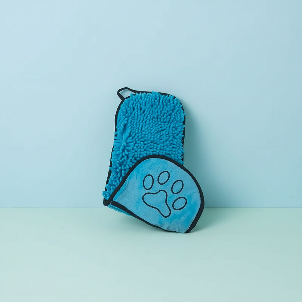 Blue towel mitt