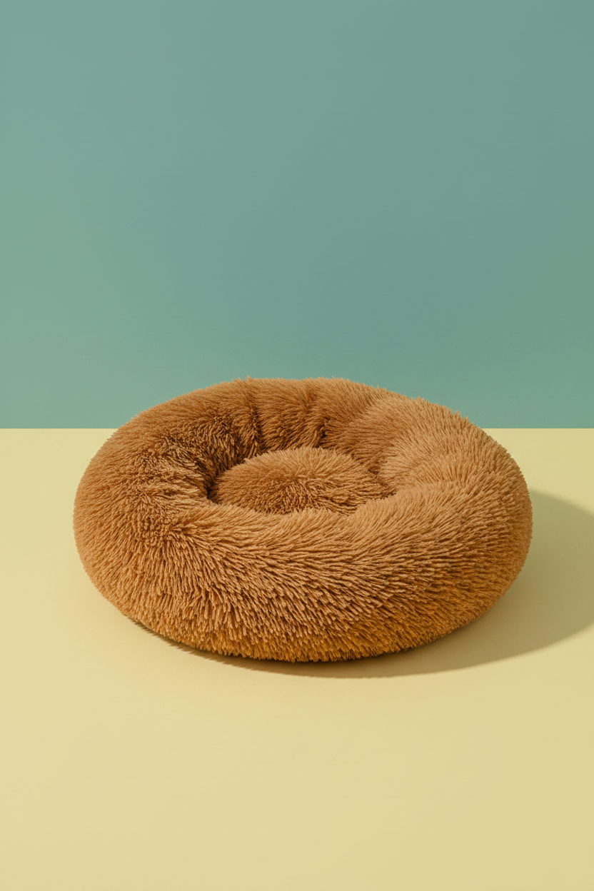Brown fluffy pet bed