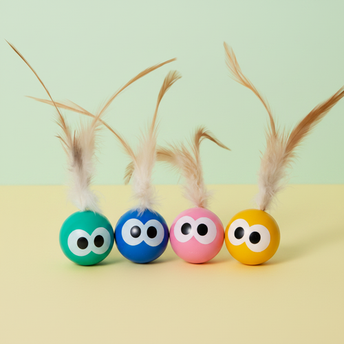 Feather cat balls