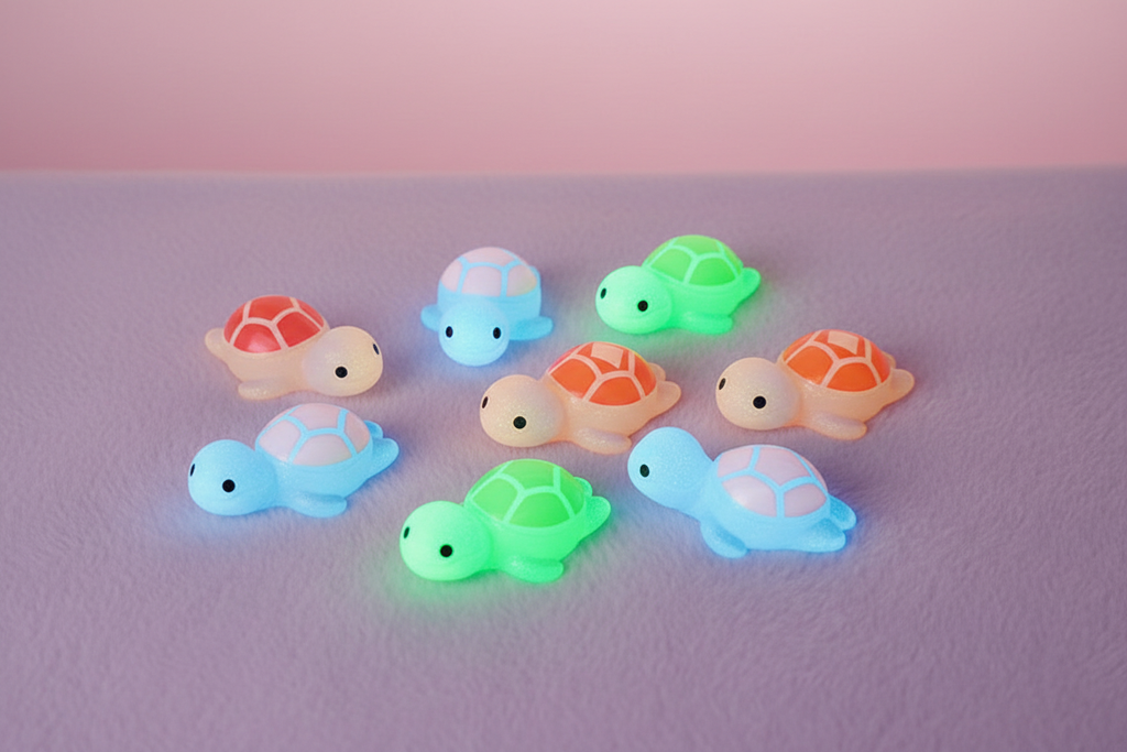 Glowing turtles - pastel background