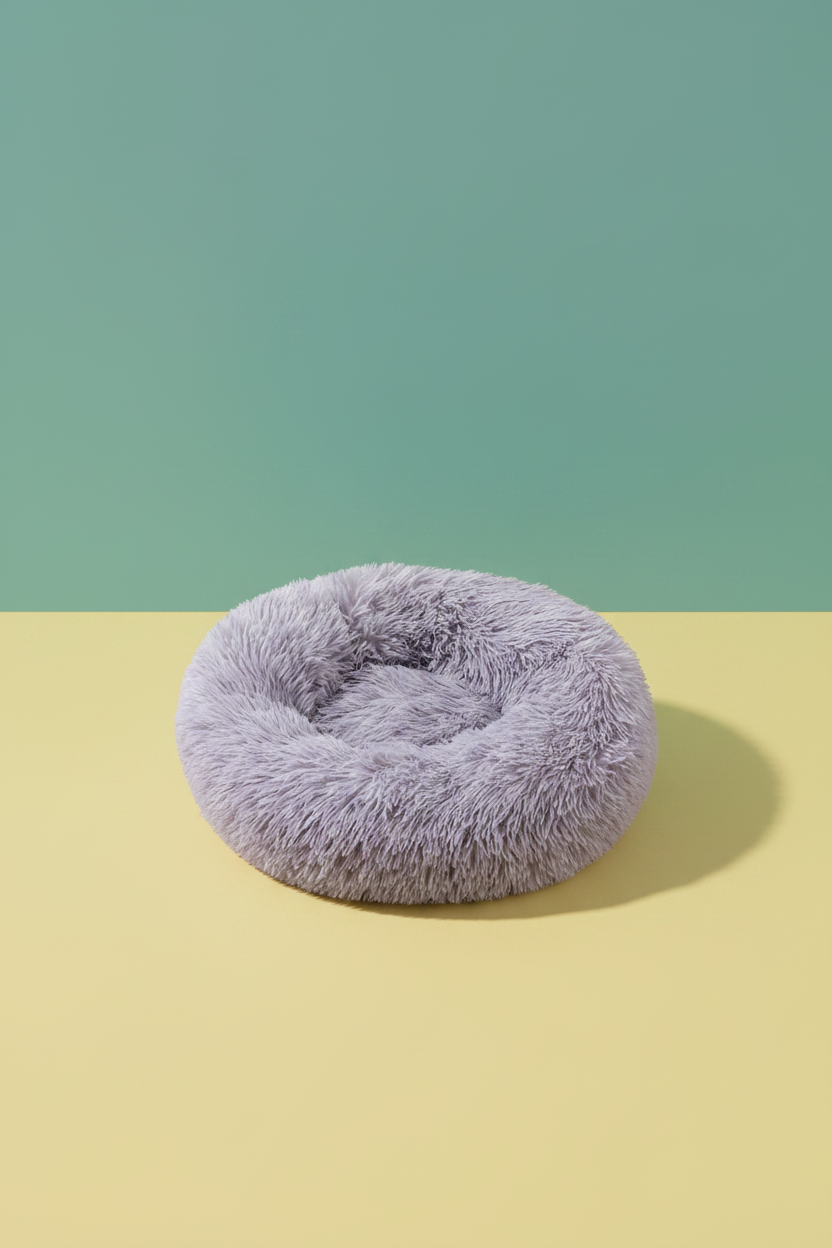 Lavender fluffy pet bed