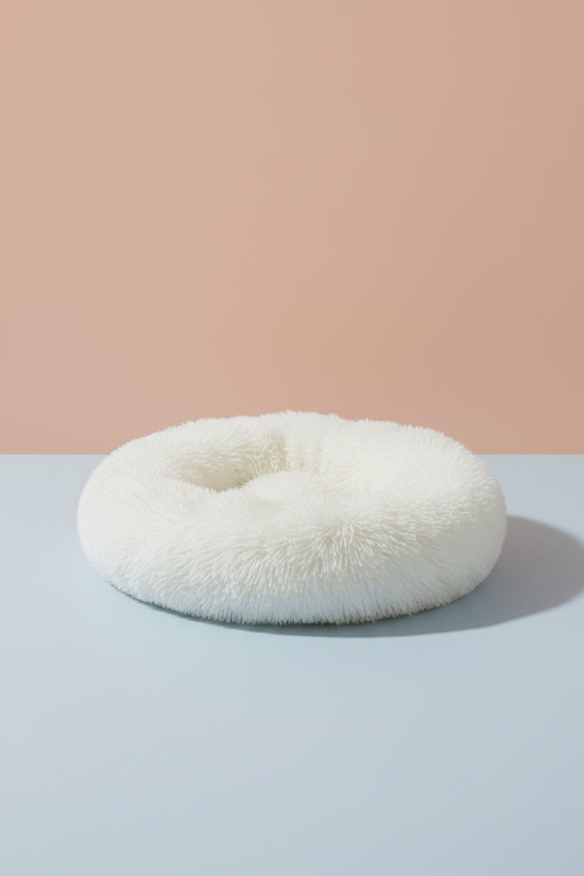 White fluffy pet bed